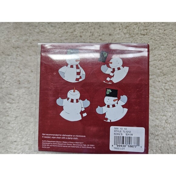Set of 4 Snowman Ceramic Drink Coasters - Winter Christmas Themed - Picture 3 of 3